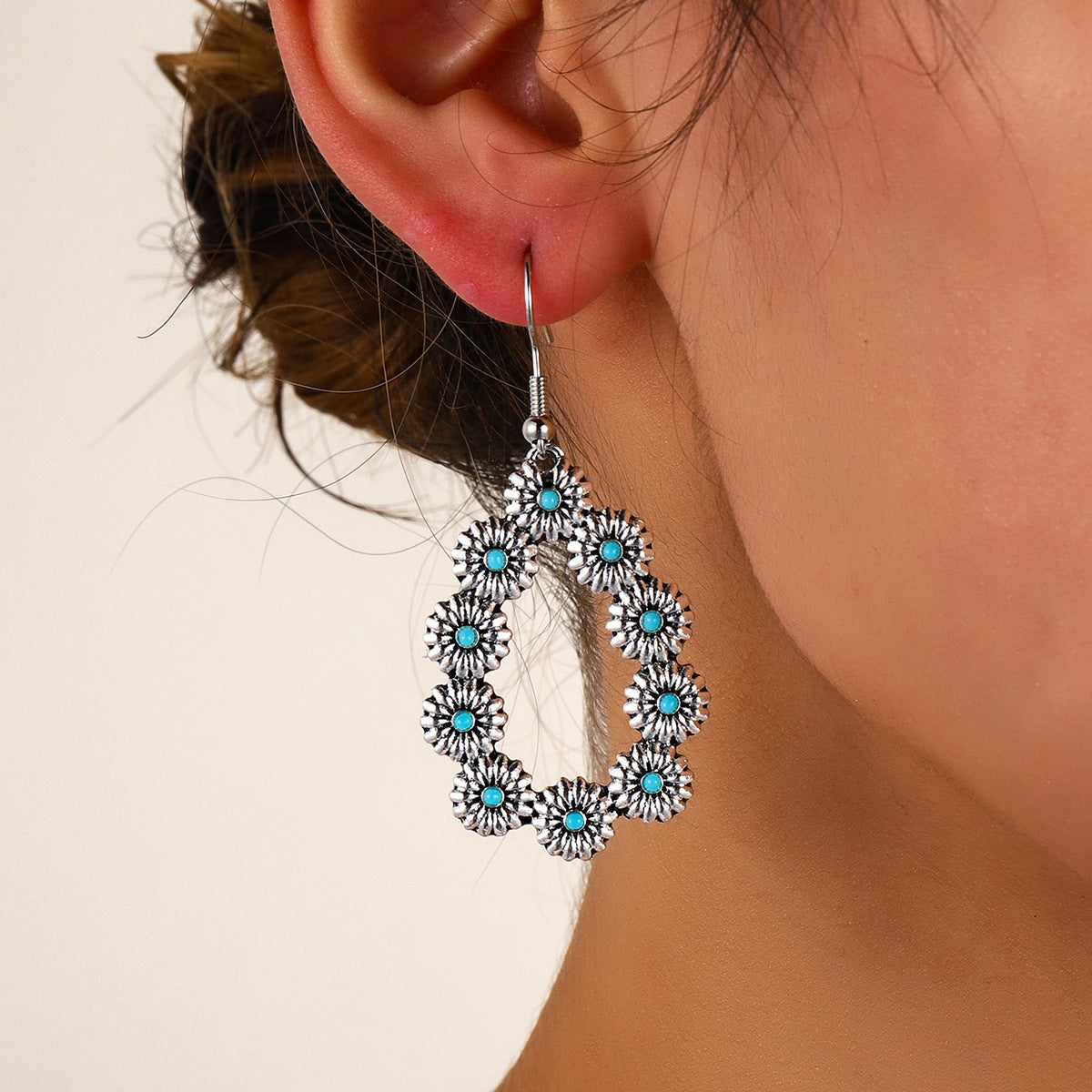 Turquoise Floral Cross Earrings for Women - product image 1
