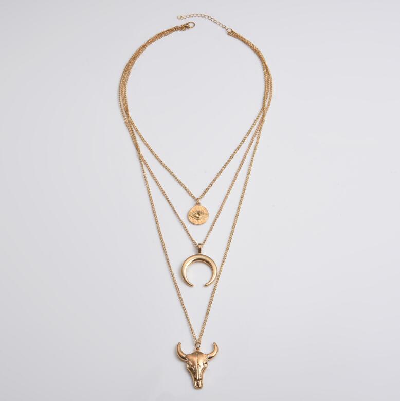 Geometric Cow Skull Cross Necklace - product image 2