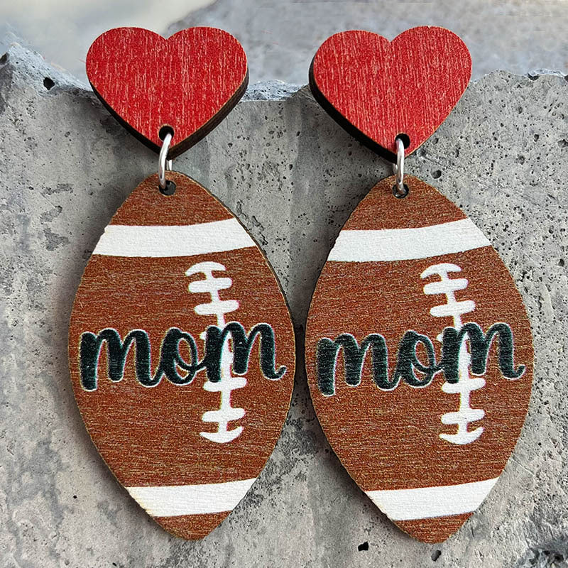 Heart Cross Wood Earrings