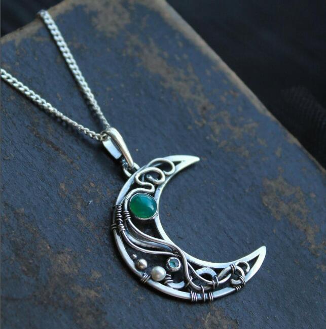 Boho Vintage Moon Necklace