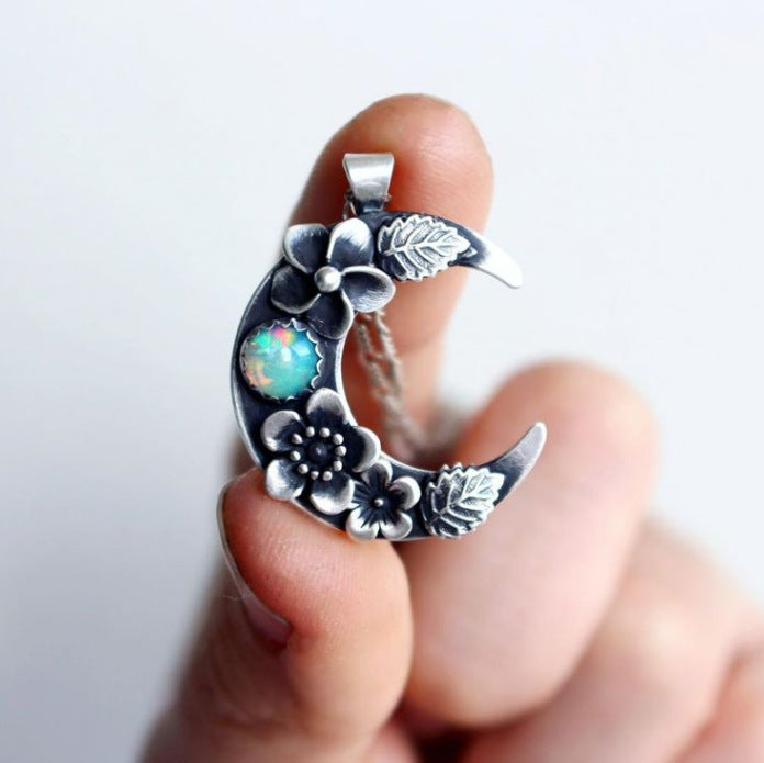 Boho Vintage Floral Moon Cross Necklace - product image 1