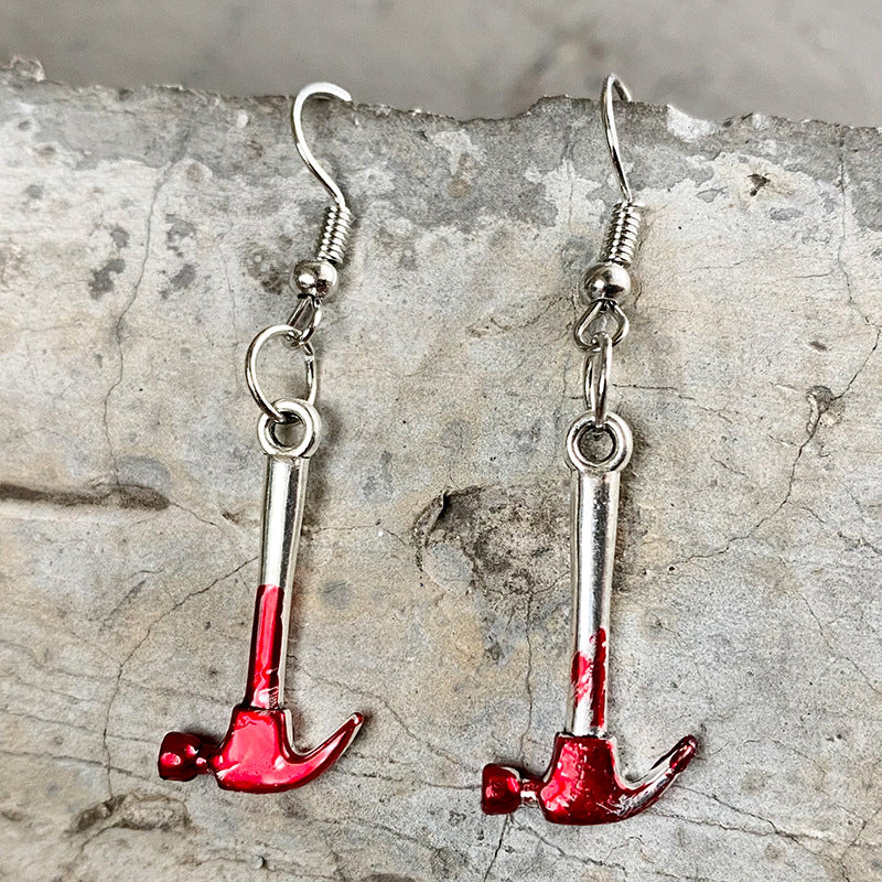 Bloodstained Horror Halloween Earrings Scissors Axe Knife Unique Party - product image 11