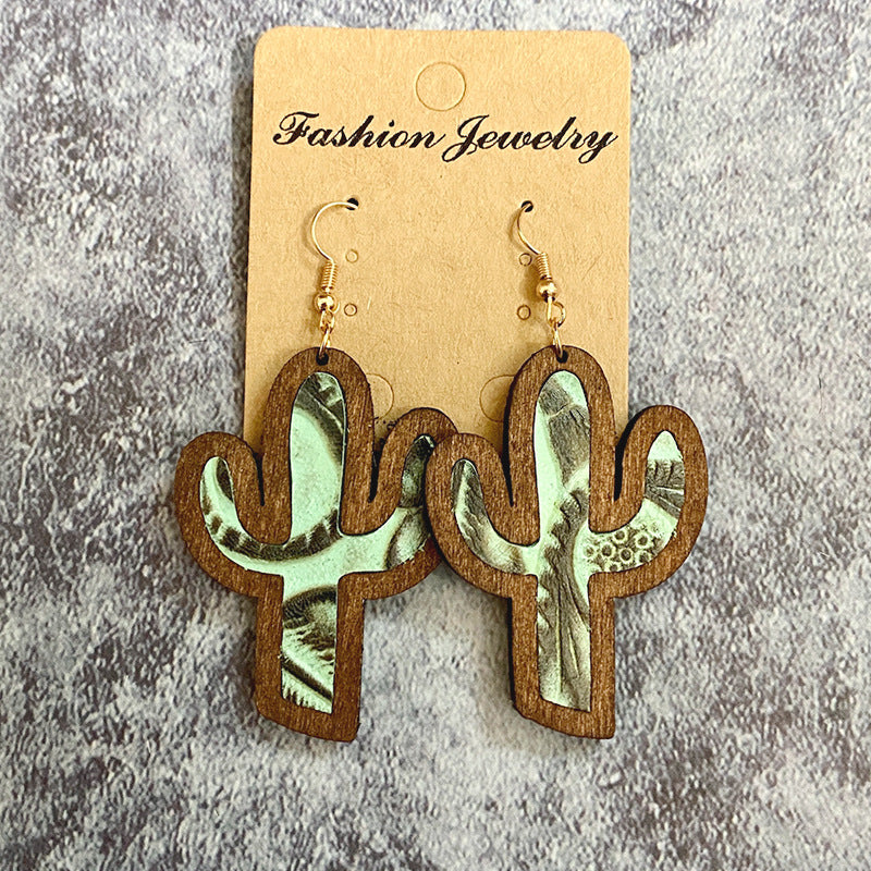 Western Vintage Cactus Leather Earrings - product image 8