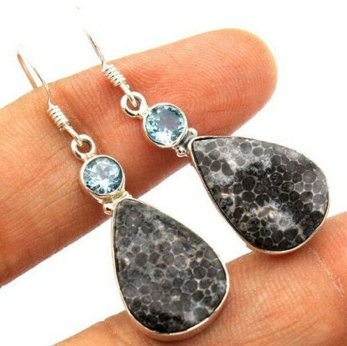 Earrings Inlaid with Sea Blue Topaz for Women Creative Rotating Water Drop - product image 46