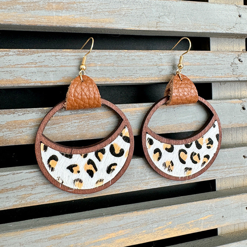 Western Statement Geometric Cross Leather Earrings - product image 13