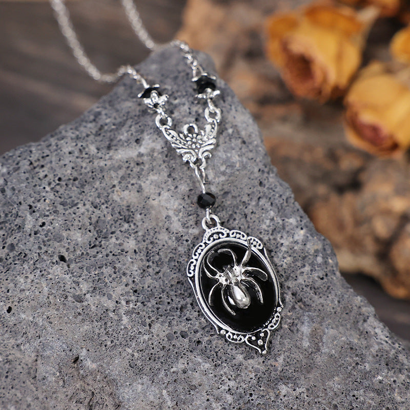 Halloween Necklace Unique Animal Bat Black Gemstone Necklace - Earrings - - product image 2