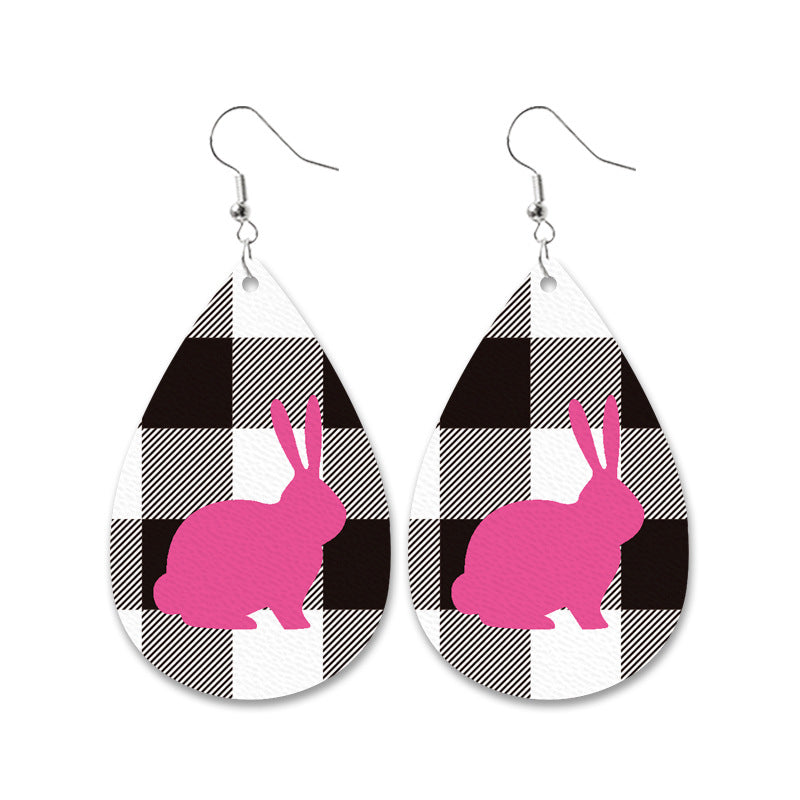 Easter Bunny Fur Earrings Leopard Print Black and White Checkered Car Carrot
