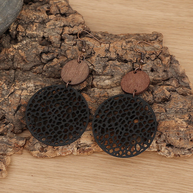 Boho Vintage Cross Wood Leather Earrings - product image 26