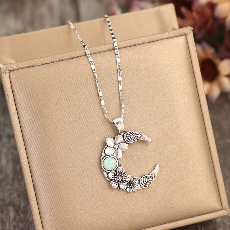 Boho Vintage Floral Moon Cross Necklace - product image 3