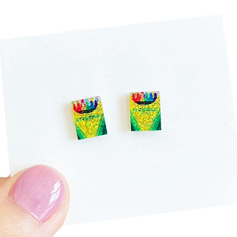 Products: Teacher Zhou's Small and Exquisite Sparkling Earrings - Apple