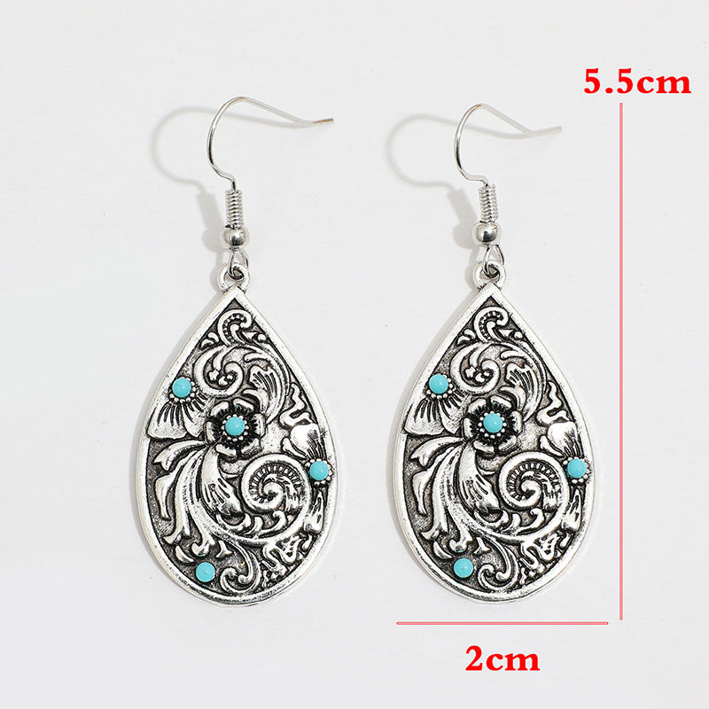 Turquoise Vintage Floral Cross Earrings - product image 4