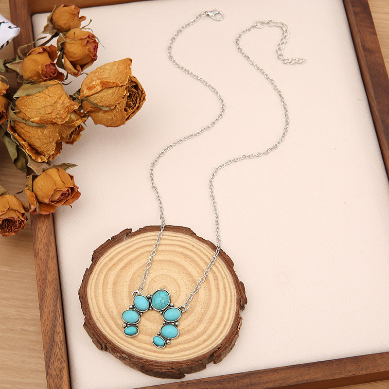 Turquoise Boho Vintage Floral Necklace - product image 2