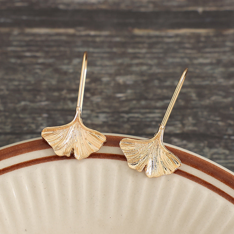 Forest-style Fresh Ginkgo Leaf Earrings - Ear Hooks for Women - Niche - - product image 7