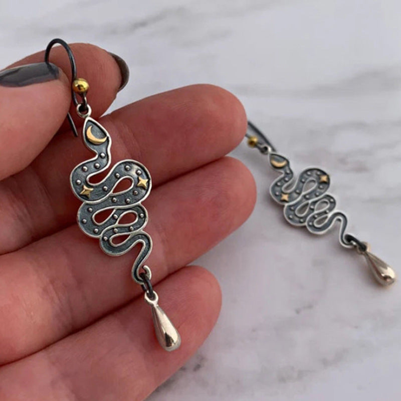 Vintage Moon Cross Earrings