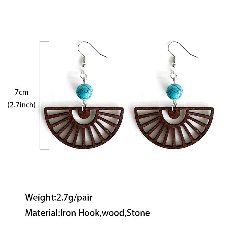 Turquoise Boho Cross Wood Earrings - product image 4