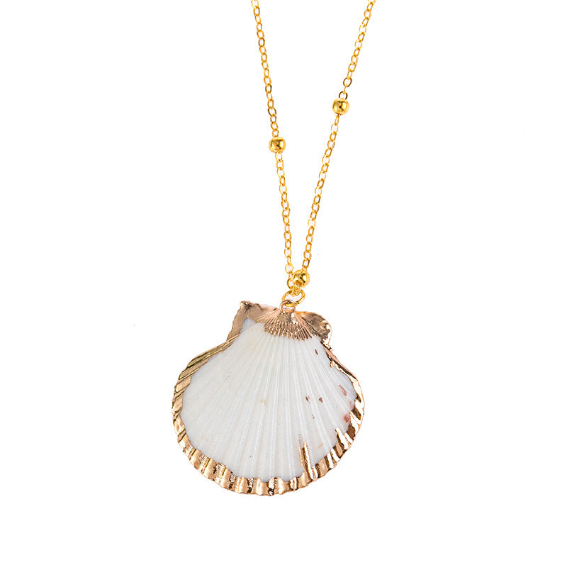 2019aliexpress : Ocean‑style Necklace with Gold‑trimmed Seashells and Conch - product image 12