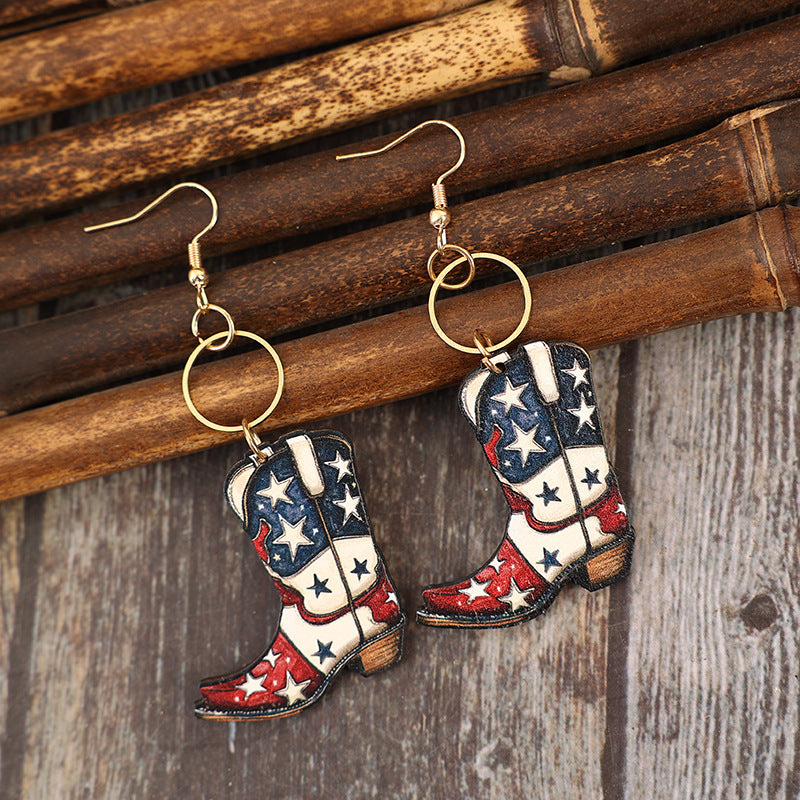 Western Vintage Cross Wood Earrings - product image 4