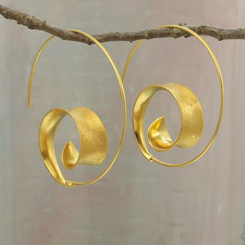 Trendy Personalized Spiral Leaf Earrings Women's Designer Earrings and Ear - product image 2