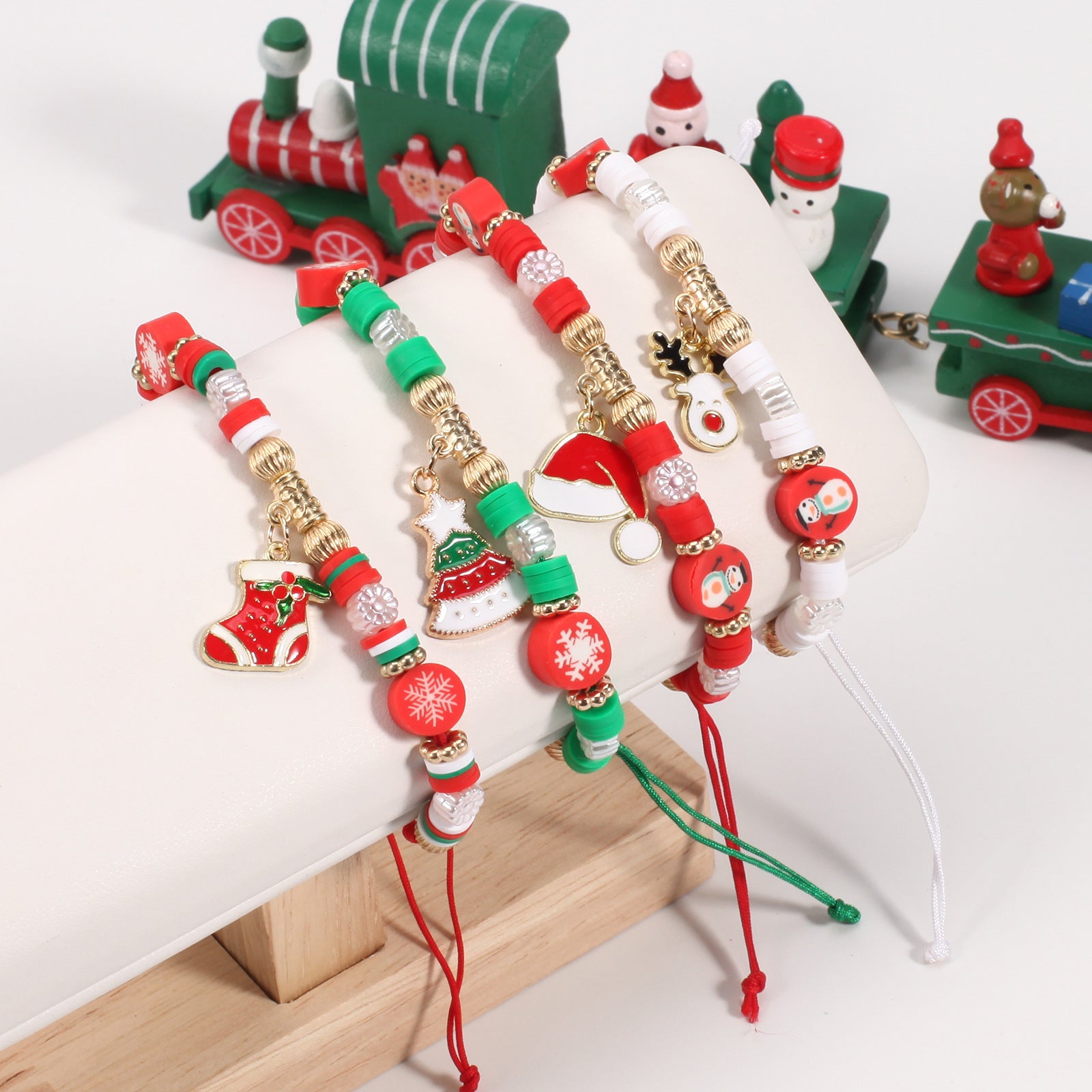 Christmas Bracelet Braided Adjustable Bracelet Snowman - Christmas Tree - - product image 3