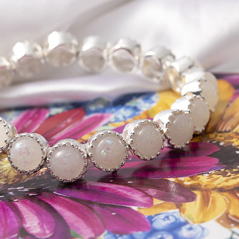 2018new Roman Opal Bracelet Women's Opal Inlaid Silver Bracelet for Women