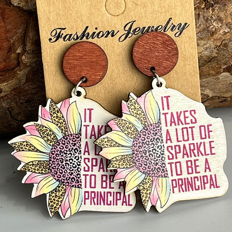 Floral Cross Wood Earrings - product image 2