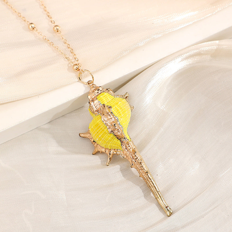 2019aliexpress : Ocean‑style Necklace with Gold‑trimmed Seashells and Conch - product image 3