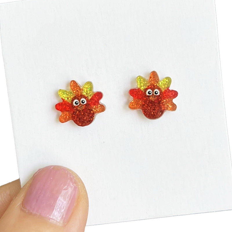 Supply Women's Fashion Earrings Thanksgiving Turkey Pumpkin Text Autumn - product image 2
