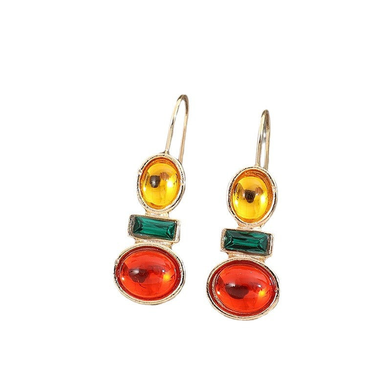 Unique Gold-rimmed Gemstone Earrings for Women Simple Alloy Earrings - product image 5