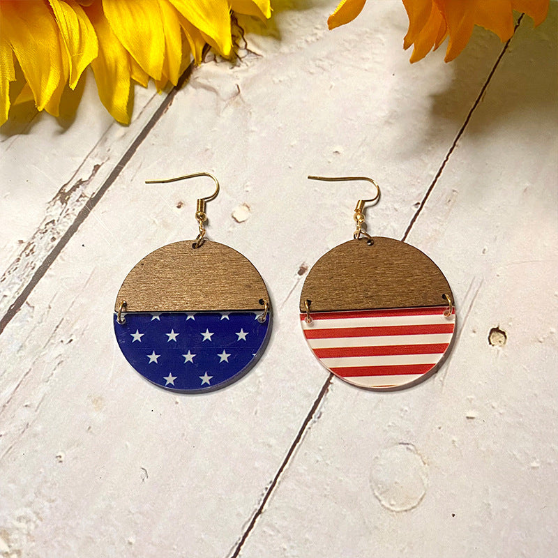 Cross Flag Wood Acrylic Earrings - product image 8
