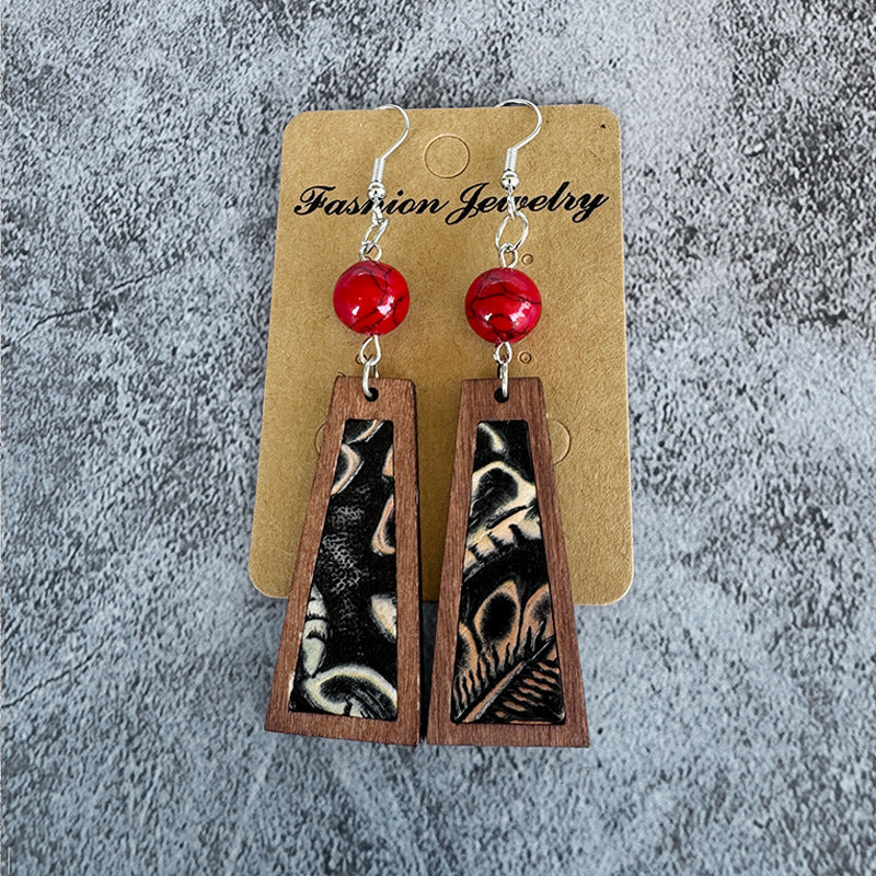 Turquoise Vintage Cross Leather Earrings - product image 10