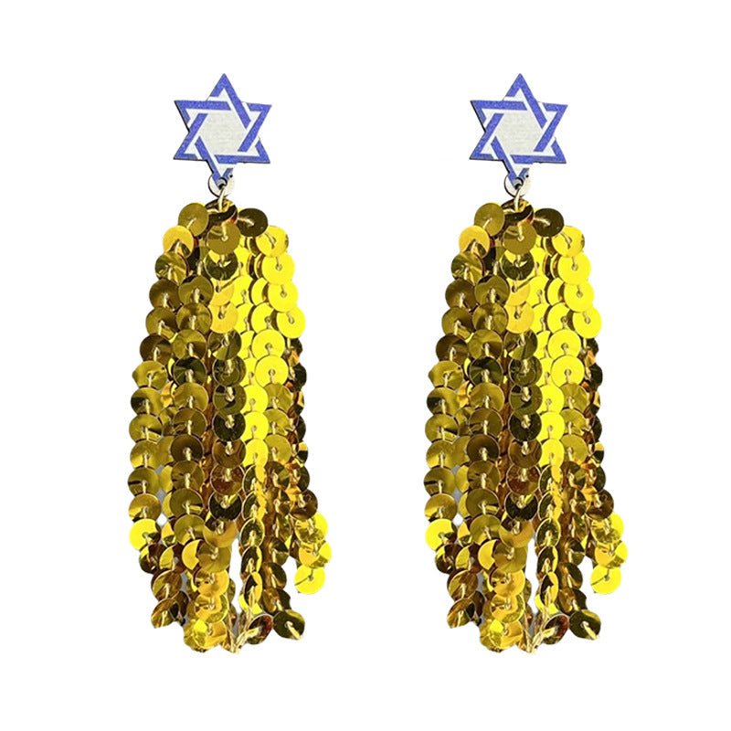 Supplies Hanukkah Accessories - Women's Earrings - Shiny Celebration Tassel - product image 3