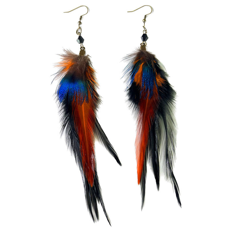 Feather Cross Beaded Crystal Earrings - product image 4
