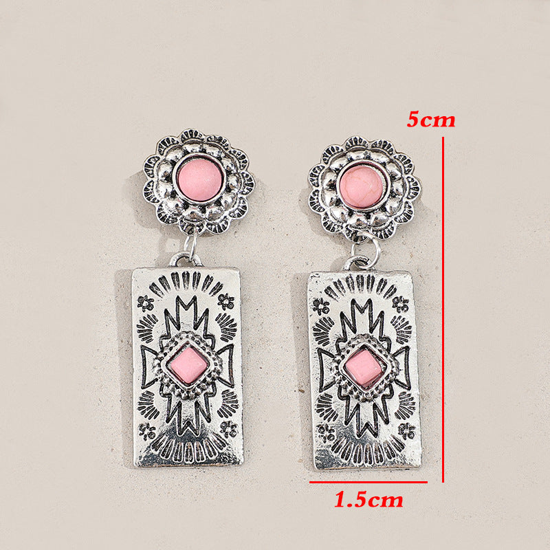 Turquoise Boho Floral Earrings - product image 5