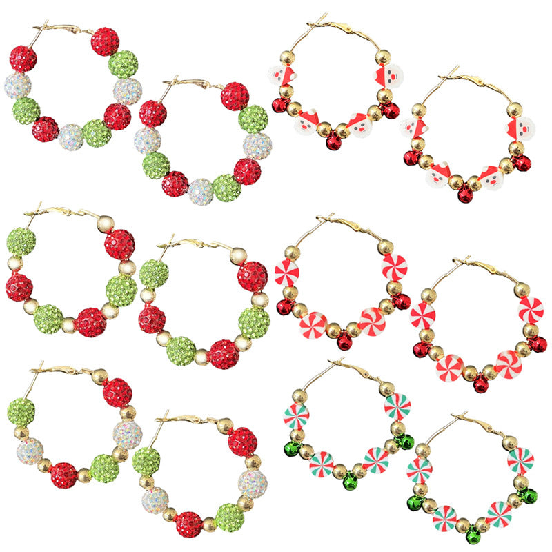 Supply Diamond Ball Earrings Christmas Gift Santa Claus Color Sparkling Party - product image 1