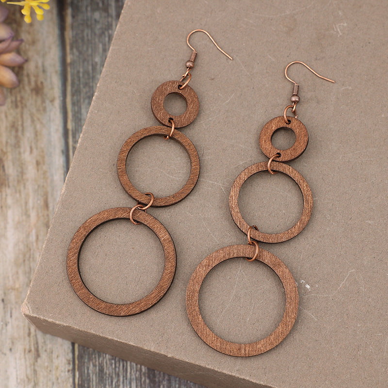 Vintage Geometric Wood Earrings - product image 3