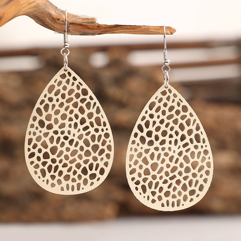 Vintage Cross Leather Earrings