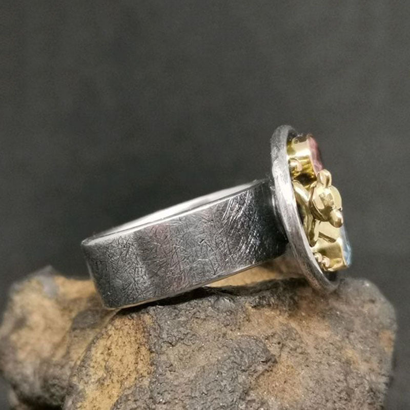Vintage Geometric Crystal Ring for Women