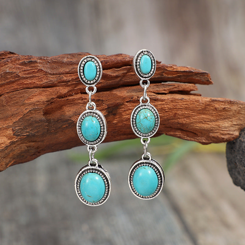 Turquoise Boho Vintage Earrings - product image 2