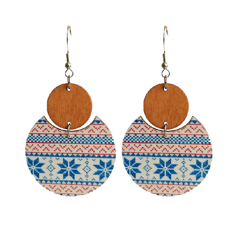 Boho Geometric Cross Wood Earrings - product image 5