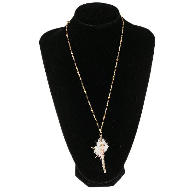 2019aliexpress : Ocean‑style Necklace with Gold‑trimmed Seashells and Conch - product image 5