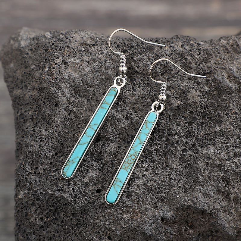 Western Turquoise Vintage Geometric Cross Earrings - product image 3