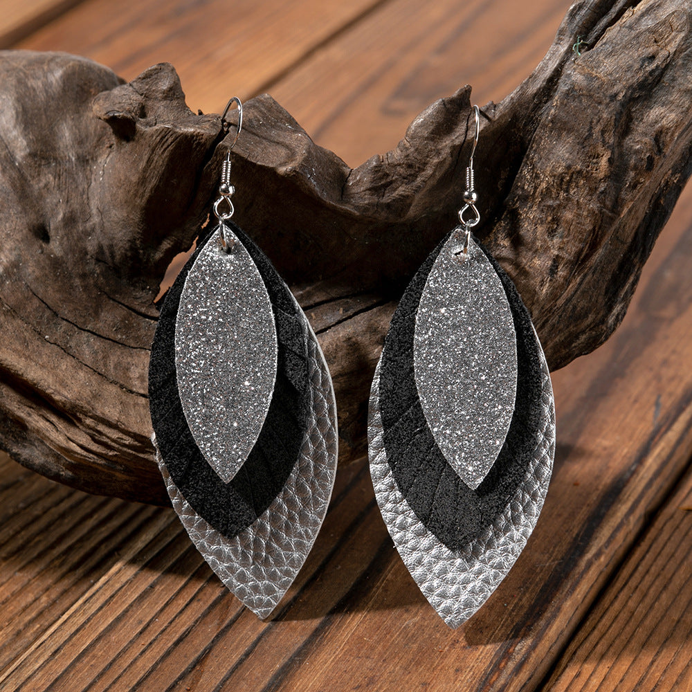 Cross Leather Earrings