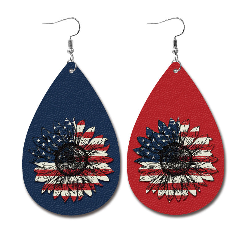 Vintage Cross Flag Leather Earrings - product image 12