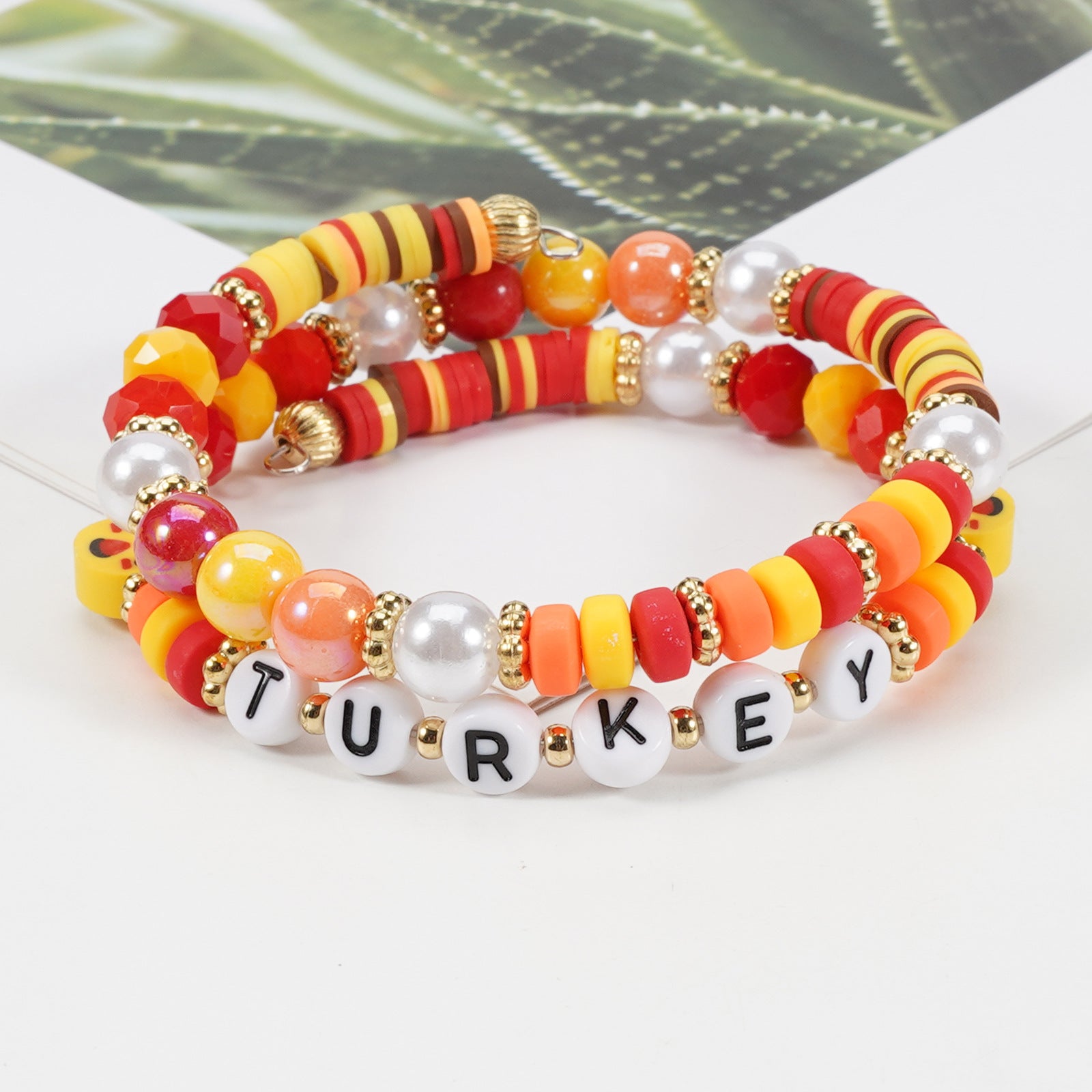 Thanksgiving Bracelet Autumn Maple Leaf Turkey Pumpkin Cartoon Cute Twisted