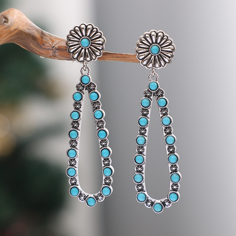 Turquoise Boho Vintage Cross Earrings - product image 3