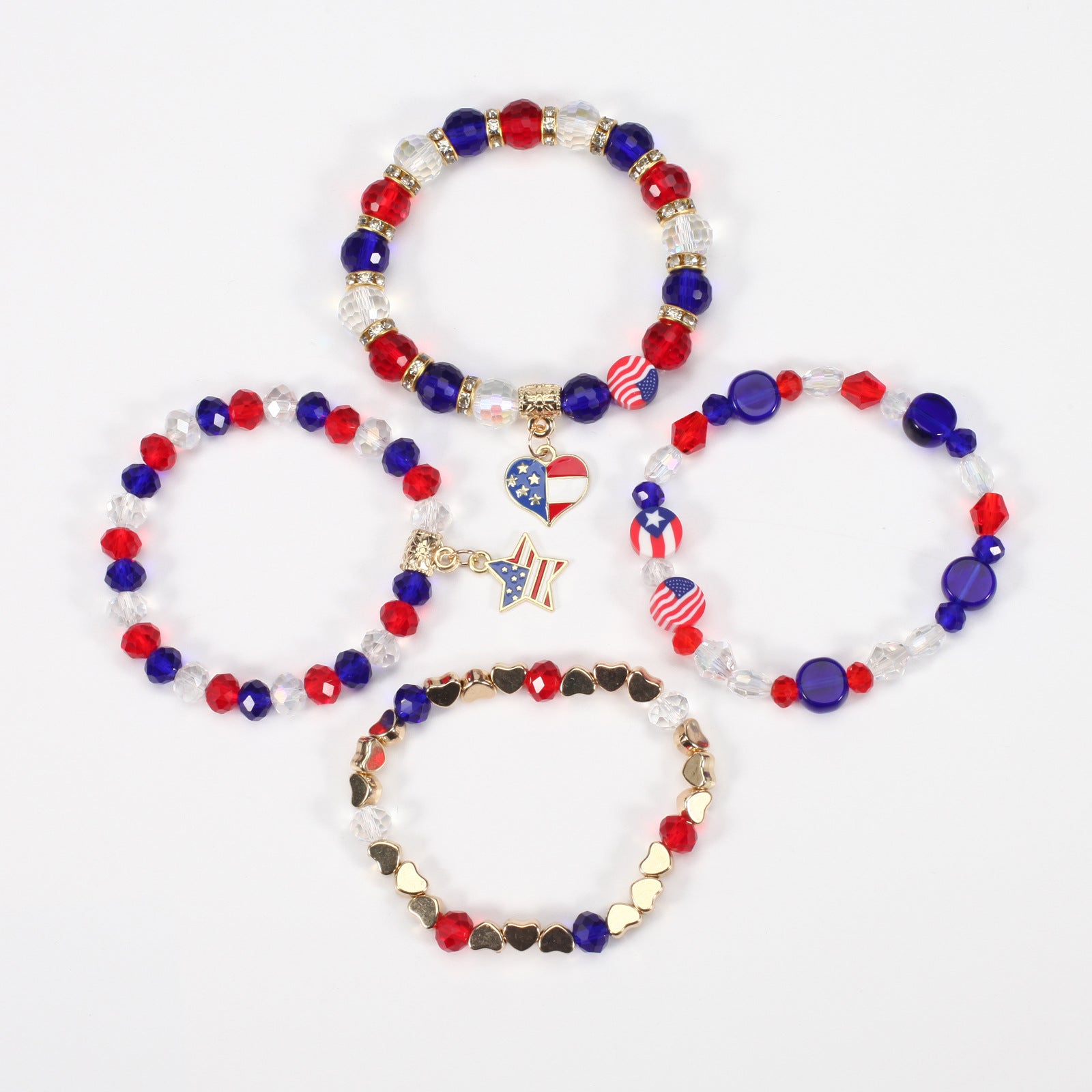 Flag Beaded Crystal Bracelet