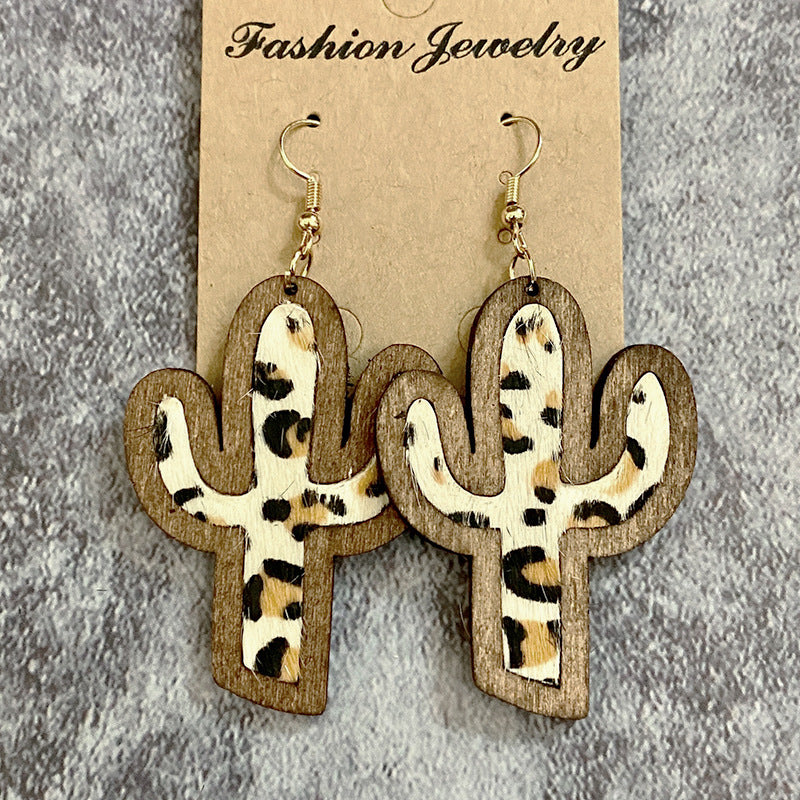 Western Horse Cactus Cross Leather Earrings - product image 9