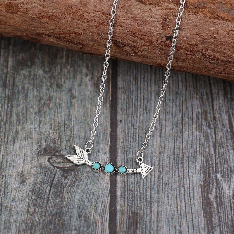 Turquoise Vintage Feather Cross Necklace - product image 5