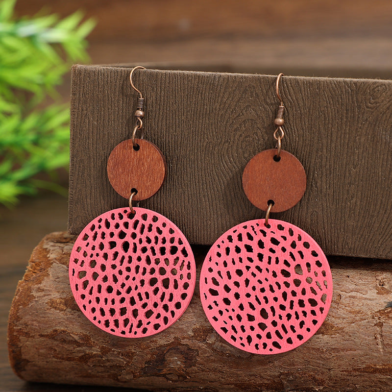 Boho Vintage Cross Wood Earrings