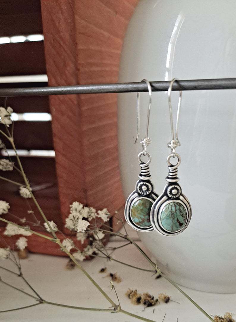 Turquoise Vintage Geometric Cross Earrings